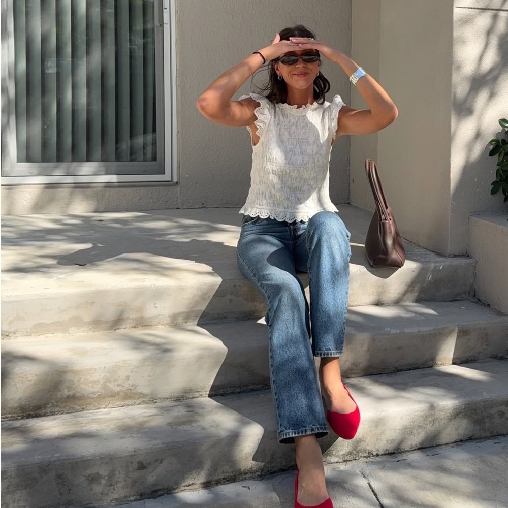 Sezane LIORANE BLOUSE in ecru Blouse with Lace Trim - Picture 5 of 8